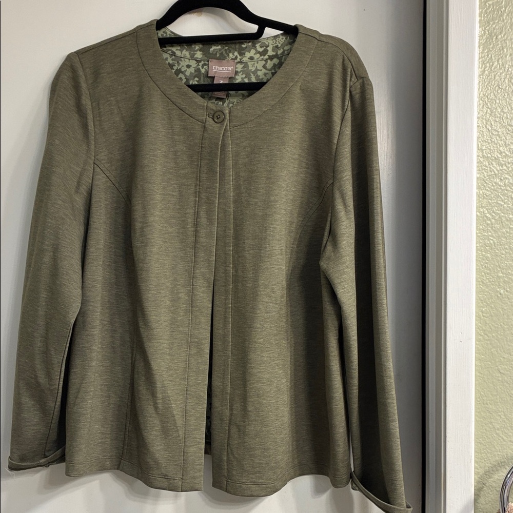 NWT Chico's Olive Patterned Reversible Jacket NWT - image 1
